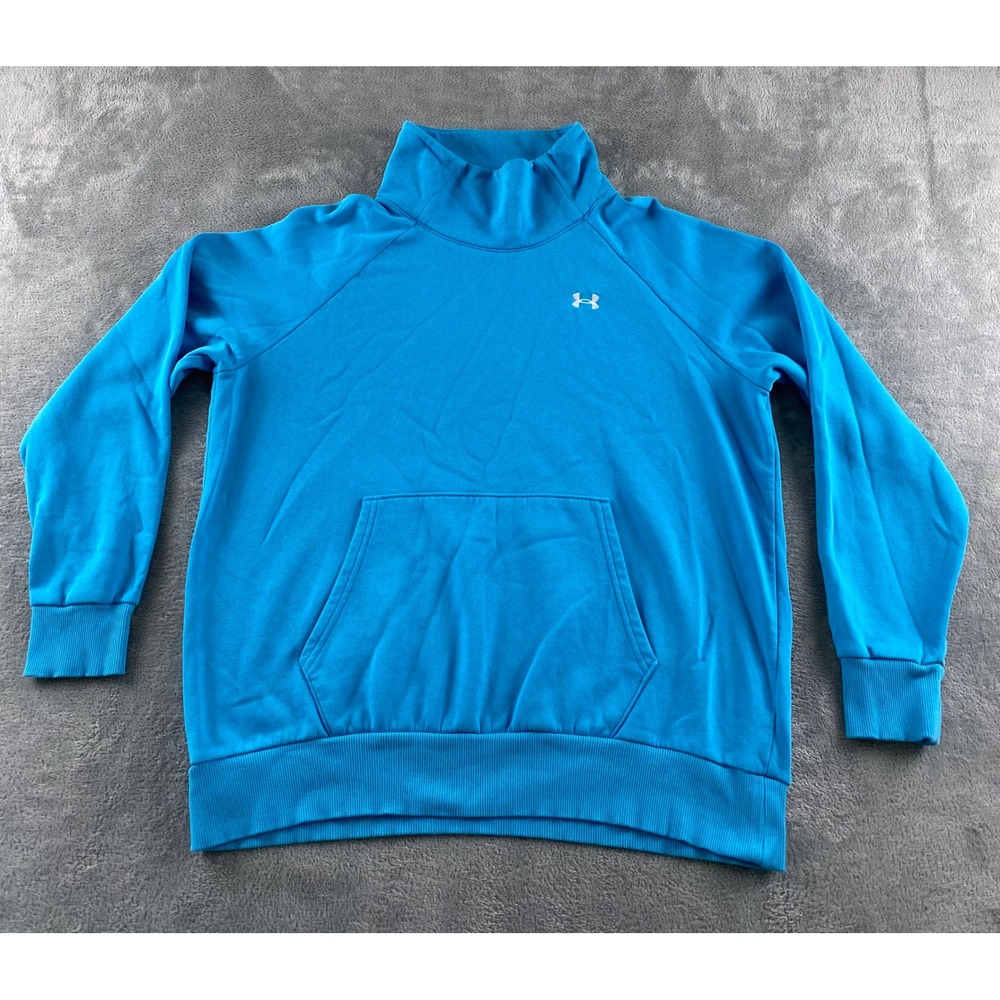 Under Armour Mens Funnel Neck Pullover Sweatshirt Blue Large Kangaroo Pocket